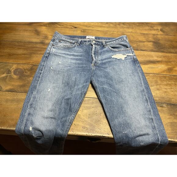 Agolde Jamie Jeans Womens 31 Blue High Rise Distressed Denim Button Fly Classic - Picture 3 of 12